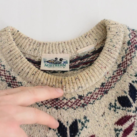 Vintage Northern Reflections Cream Crewneck  Knit Sweater - Picture 11 of 13